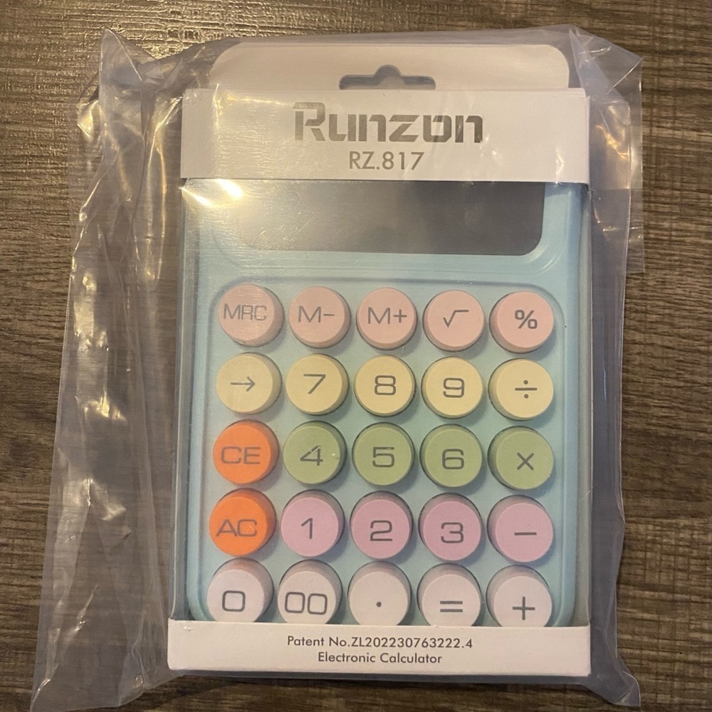 Runzon - NEW - 1pc Keyboard Calculator 12-digit Mechanical Candy Sky Blue - Picture 2 of 4